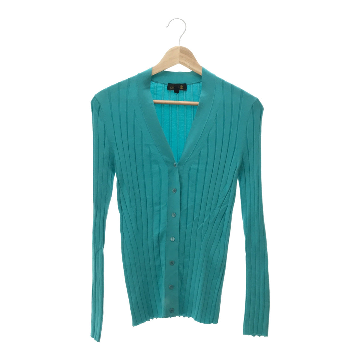 Drawer | 18G Wide Rib V-Neck Cardigan | 2 | Turquoise | Women's