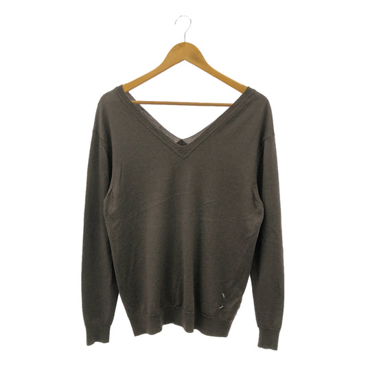 Maison Martin Margiela | MISS DEANNA White Tag Wool High Gauge V-Neck Knit | Brown | Women's