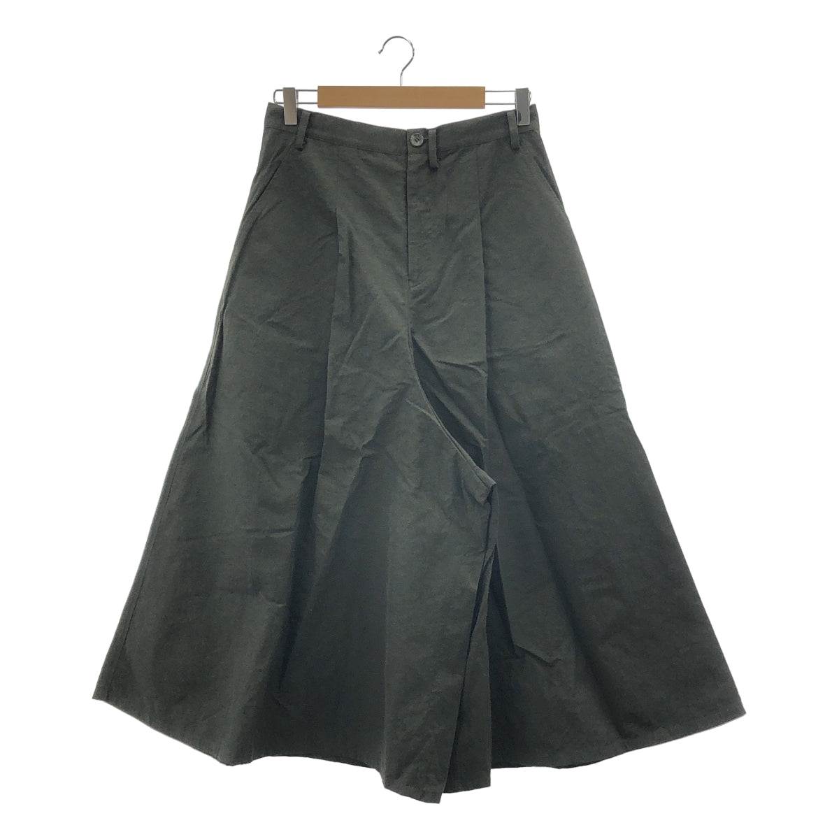 YOHJI YAMAMOTO +NOIR / ヨウジヤマモトプリュスノアール | ナイロン コットン シルク タック ワイドパンツ | 1 | カーキ | レディース