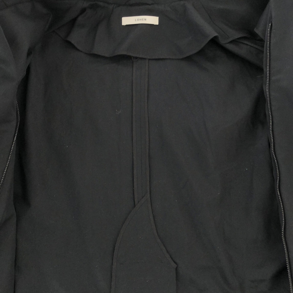 LOHEN / ローヘン | 2023SS | ベルト付き レイヤードラペルトレンチ オーバーコート | 36 | チャコールブラック系 | レディース