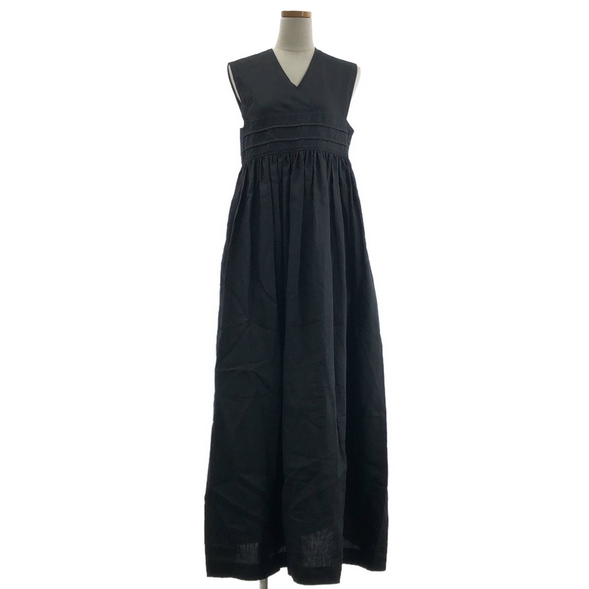 HYKE / 하이크 | 2024SS | LINEN MAXI DRESS 린넨 맥시 롱 원피스 | S | 블랙 | 여성