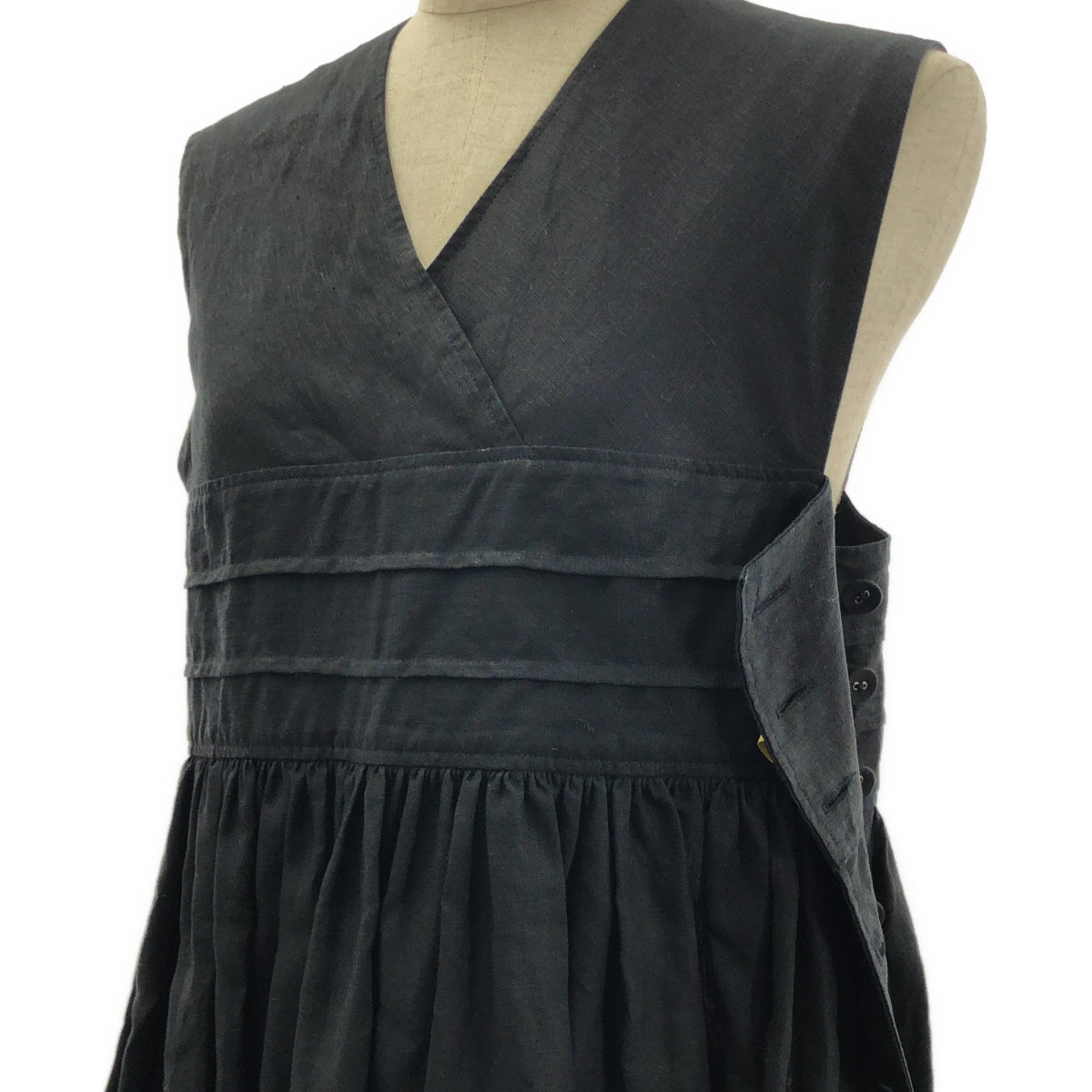 HYKE / 하이크 | 2024SS | LINEN MAXI DRESS 린넨 맥시 롱 원피스 | S | 블랙 | 여성