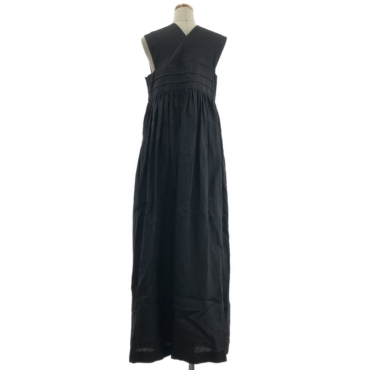 HYKE / 하이크 | 2024SS | LINEN MAXI DRESS 린넨 맥시 롱 원피스 | S | 블랙 | 여성