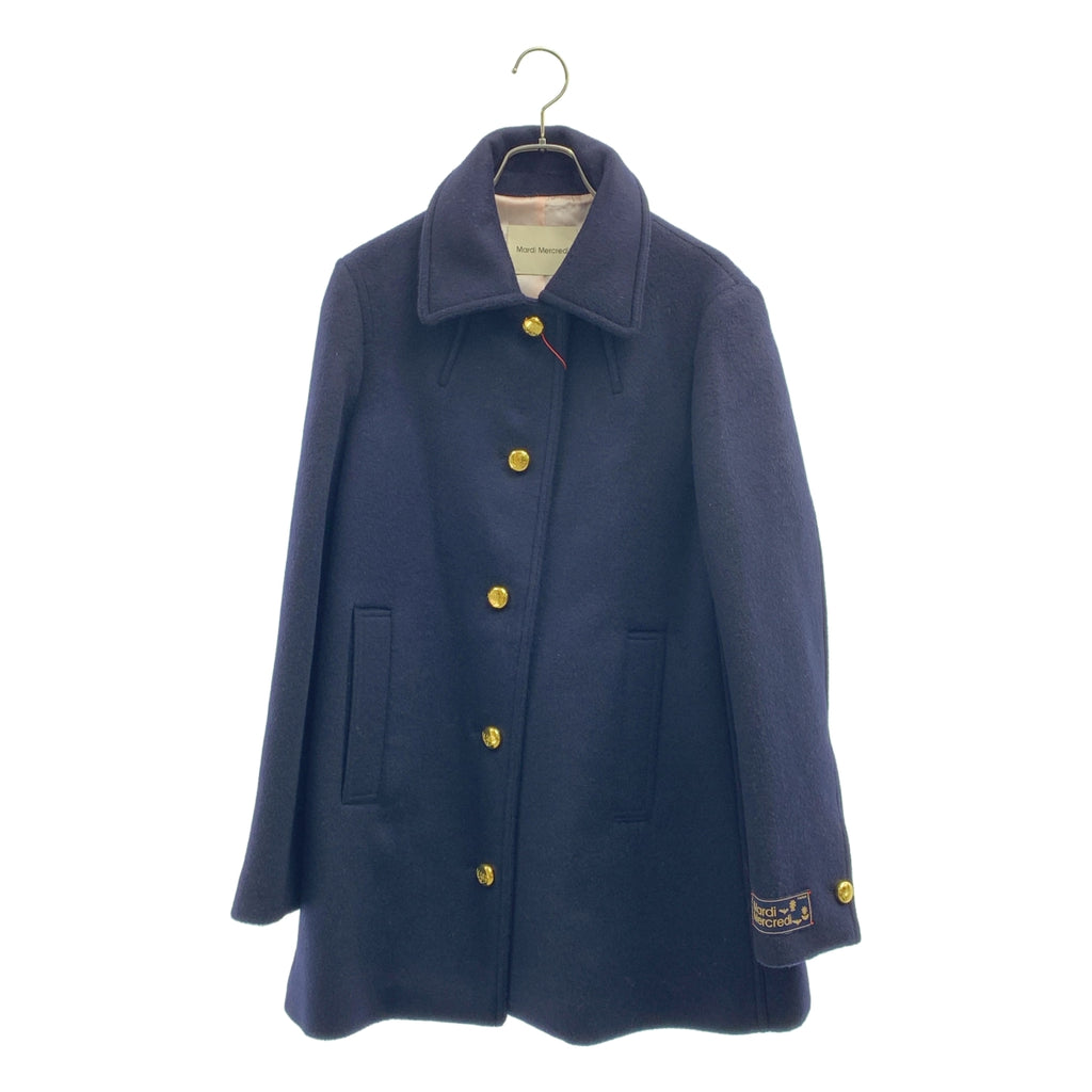 Mardi Mercredi / 말디 메크루디 | 울 로고 골드 버튼 짧은 코트 / 총 안감 | S |