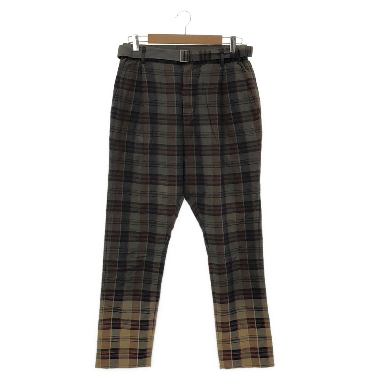 sacai / Sacai | 2020SS | Product dyed Madras check belted pants | 2 | Gray | Men's