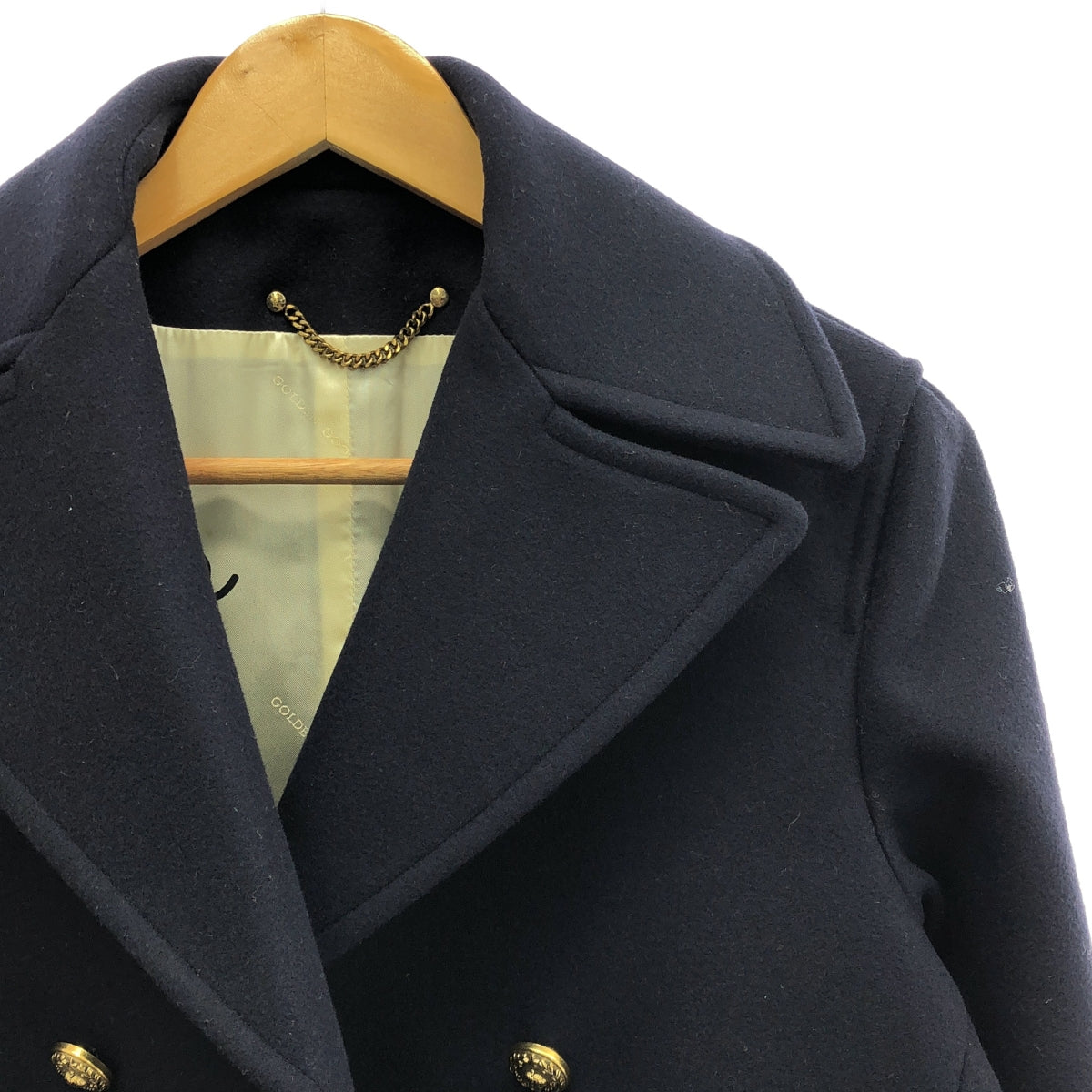 [品相良好] Deuxieme Classe | 2022AW | [GOLDEN GOOSE] 金色羈扣豌豆大衣 / 全襯裡帶標誌 | 尺寸 40 | 深海軍藍 | 女款