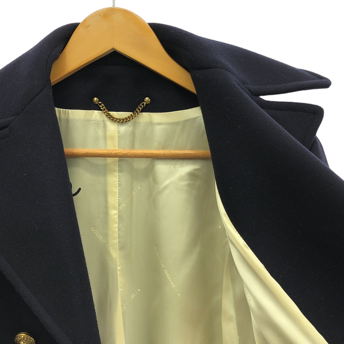 【美品】  Deuxieme Classe / ドゥーズィエムクラス | 2022AW | 【 GOLDEN GOOSE / ゴールデングース 】 金ボタン PEAコート / ロゴ総裏地 | 40 | ダークネイビー | レディース