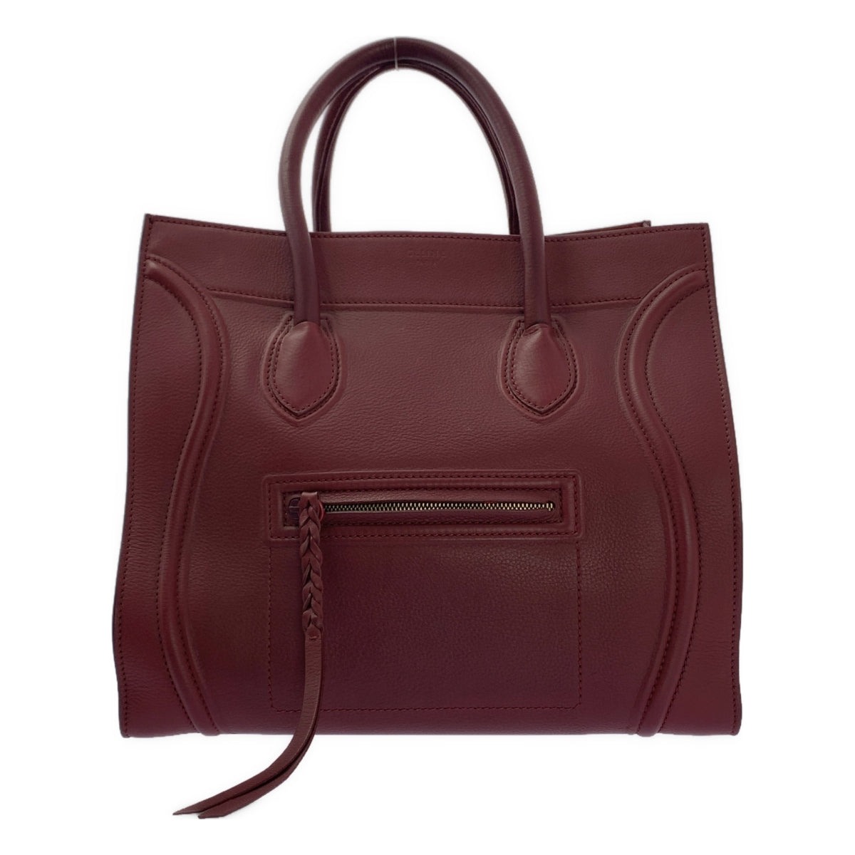 【美品】  CELINE / セリーヌ | スクエア ラゲージ ファントム レザー トートバッグ | バーガンディー | レディース