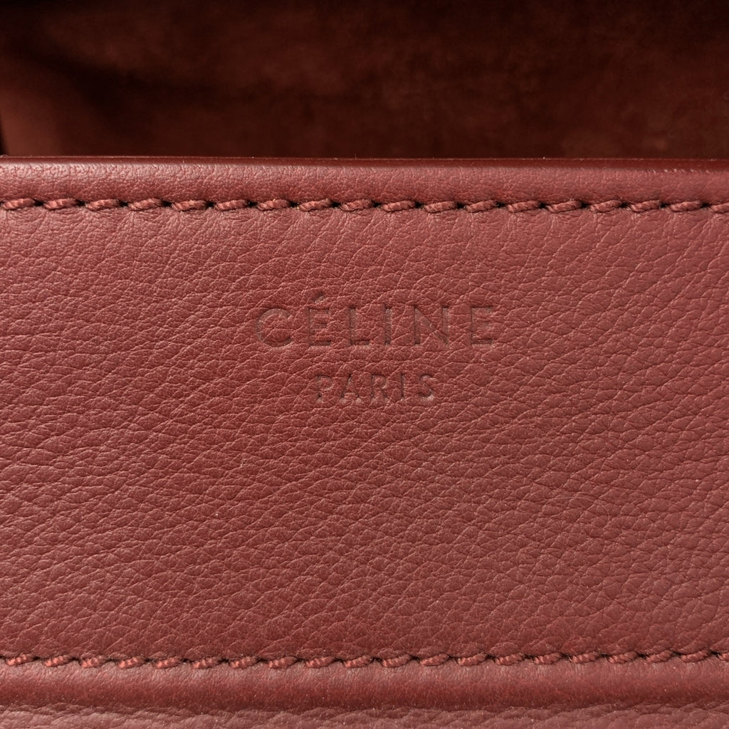 【美品】  CELINE / セリーヌ | スクエア ラゲージ ファントム レザー トートバッグ | バーガンディー | レディース