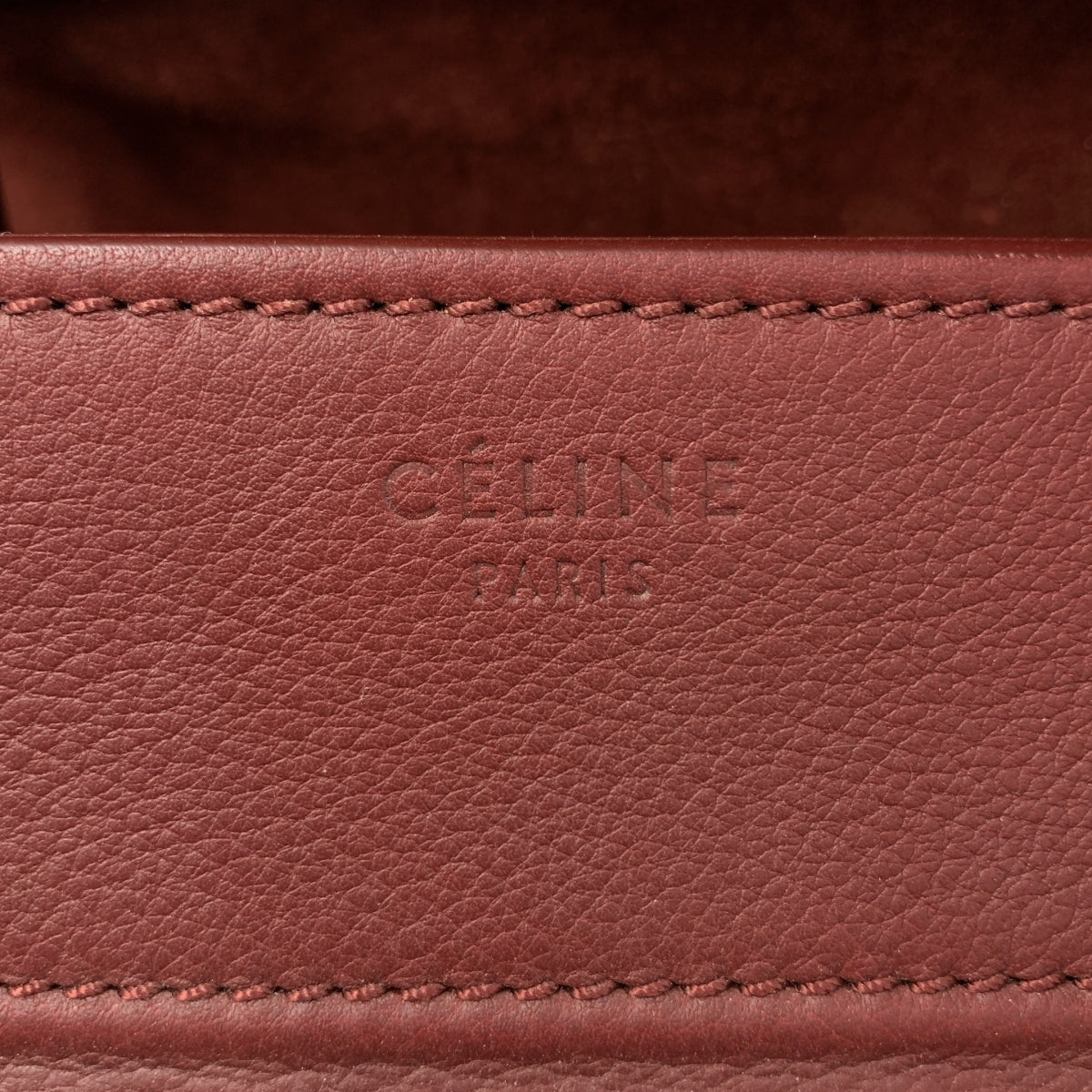 【美品】  CELINE / セリーヌ | スクエア ラゲージ ファントム レザー トートバッグ | バーガンディー | レディース