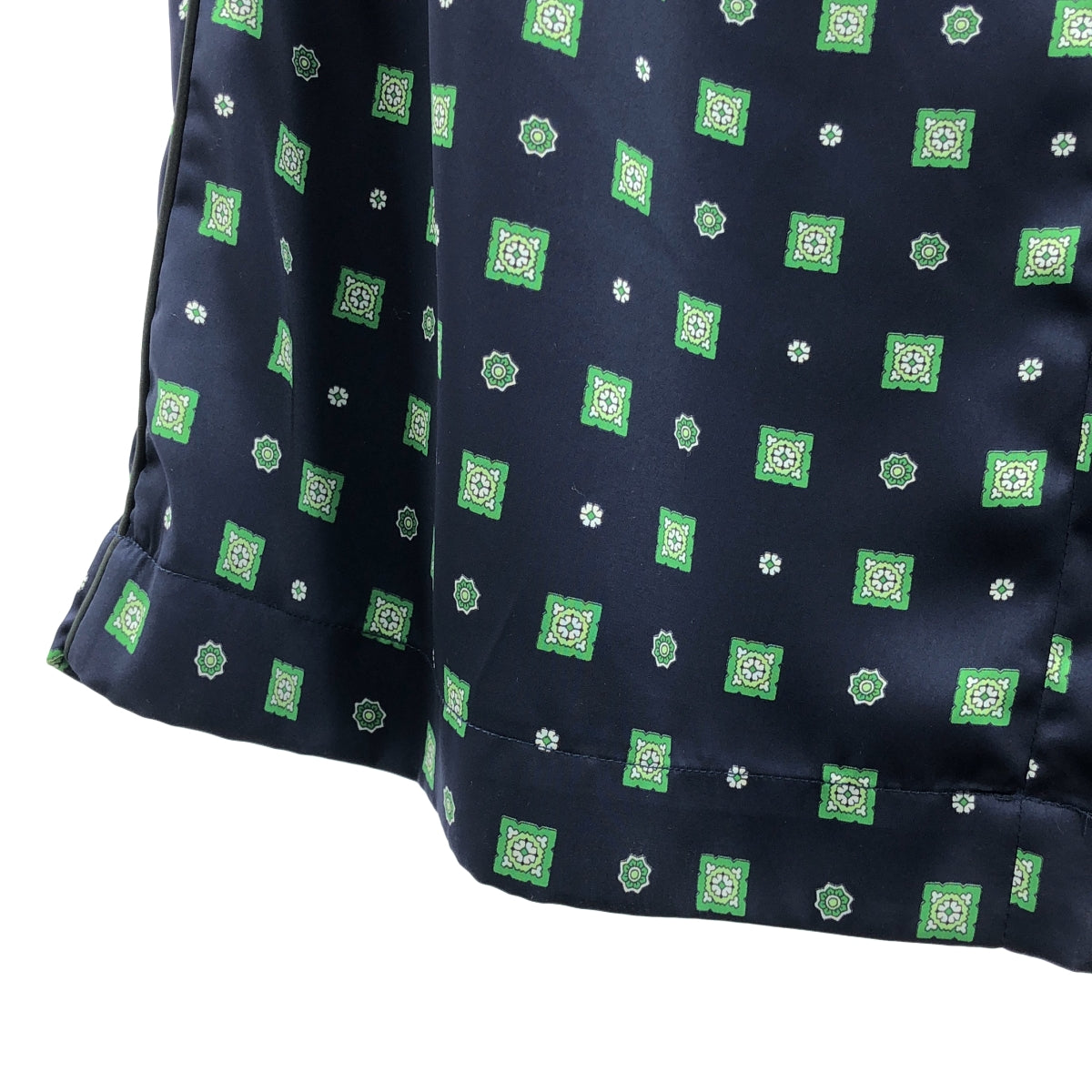 【美品】  Ray BEAMS / レイビームス | 小紋柄 サテン ワイドパンツ | 0 | ネイビー | レディース