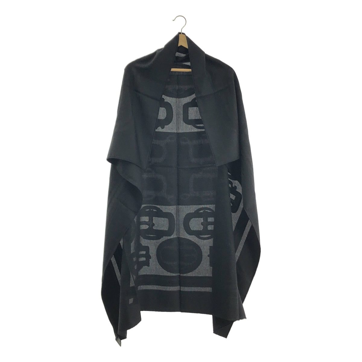 【美品】  HERMES / エルメス | BOUCLERIE MODERNE / モダンなバックル カレ115 カシミヤ シルク ジャガード 大判ストール | ブラック