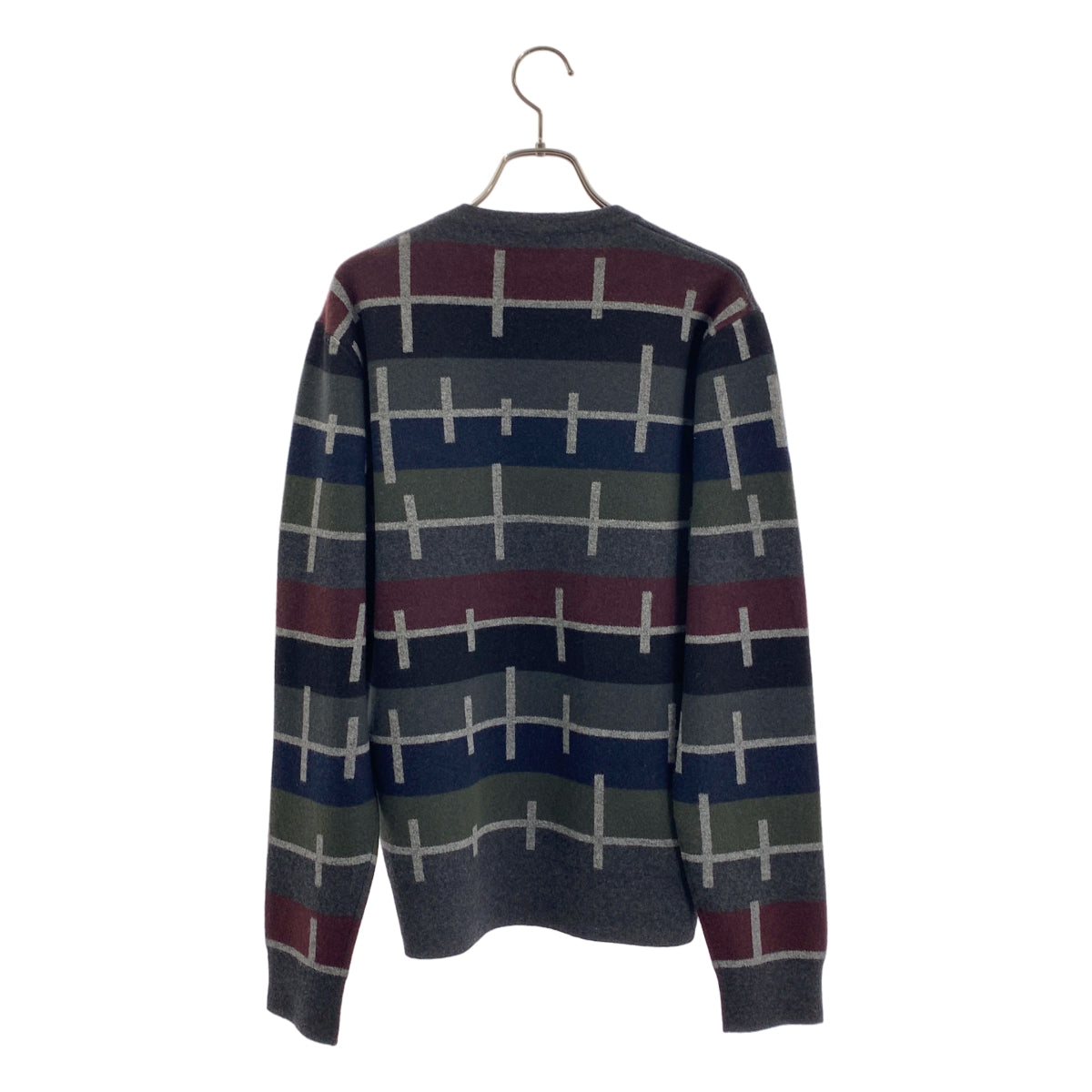 HERMES / 헤르메스 | 캐시미어 100% 라인 패턴 크루넥 니트 | S | 남성