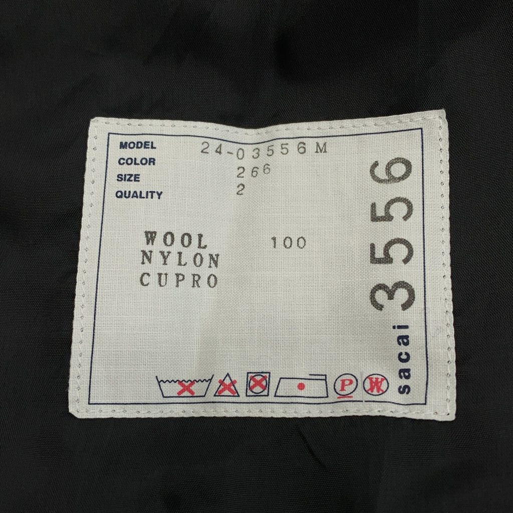 【近全新】sacai | 2024秋冬系列 | 羊毛呢長褲 | 2碼 | 黑色 | 男款