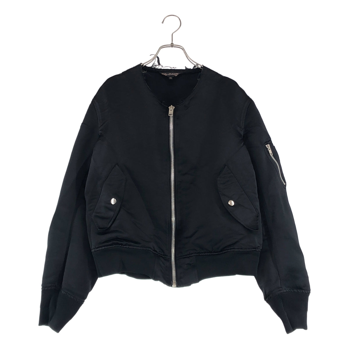 BLACK COMME des GARCONS / ブラックコムデギャルソン | 2024SS | ポリエステル 製品加工 MA-1 カットオフ ノーカラー ボンバージャケット ブルゾン | XS | メンズ