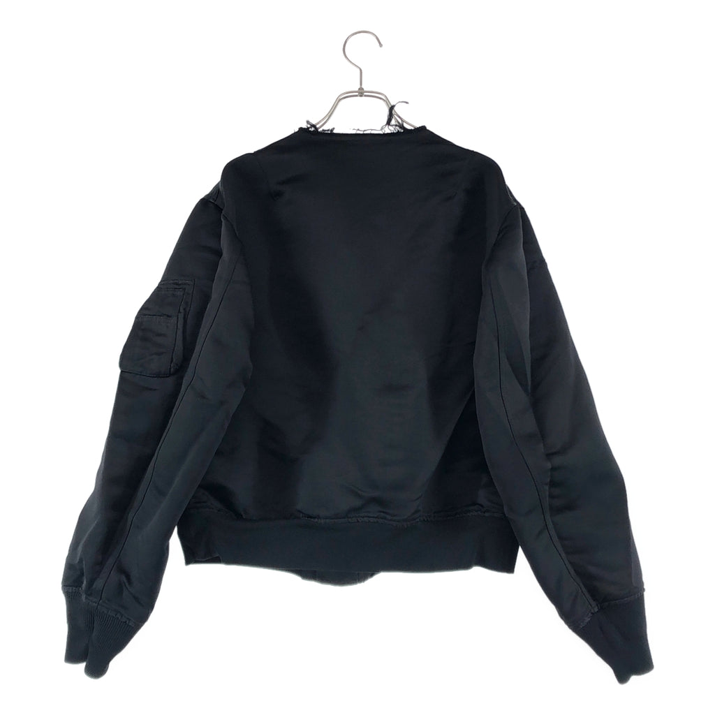 BLACK COMME des GARCONS / ブラックコムデギャルソン | 2024SS | ポリエステル 製品加工 MA-1 カットオフ ノーカラー ボンバージャケット ブルゾン | XS | メンズ