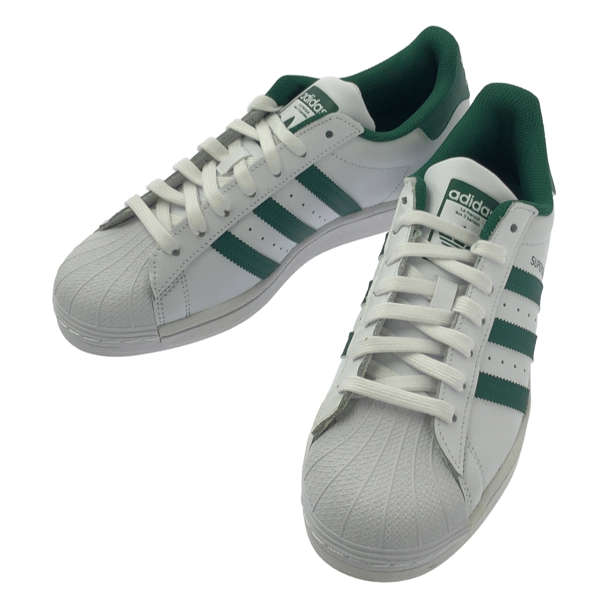 [狀況極佳] 阿迪達斯 SUPERSTAR 低筒運動鞋 GZ3742 | 尺寸 25.5 | 白色/綠色 | 男款