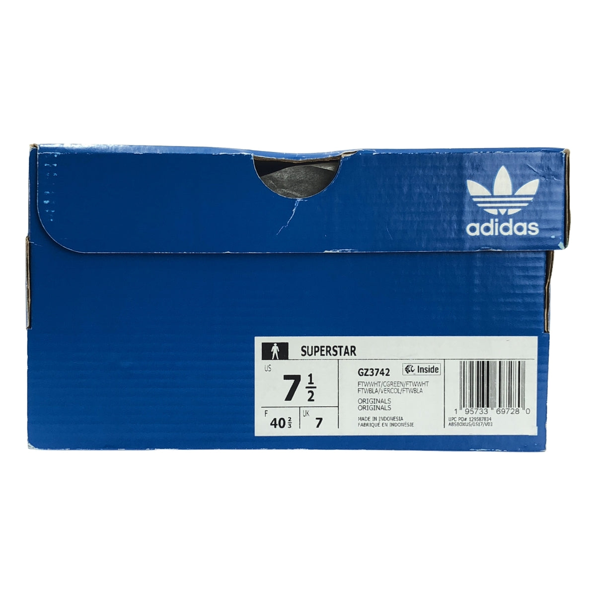 [狀況極佳] 阿迪達斯 SUPERSTAR 低筒運動鞋 GZ3742 | 尺寸 25.5 | 白色/綠色 | 男款