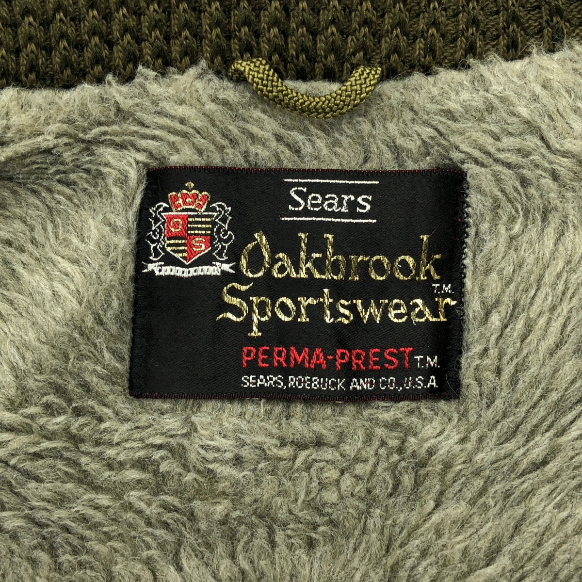 西爾斯 | 60-70 年代復古法老夾克（帶蟒蛇皮襯裡）| 橄欖色 | 男款