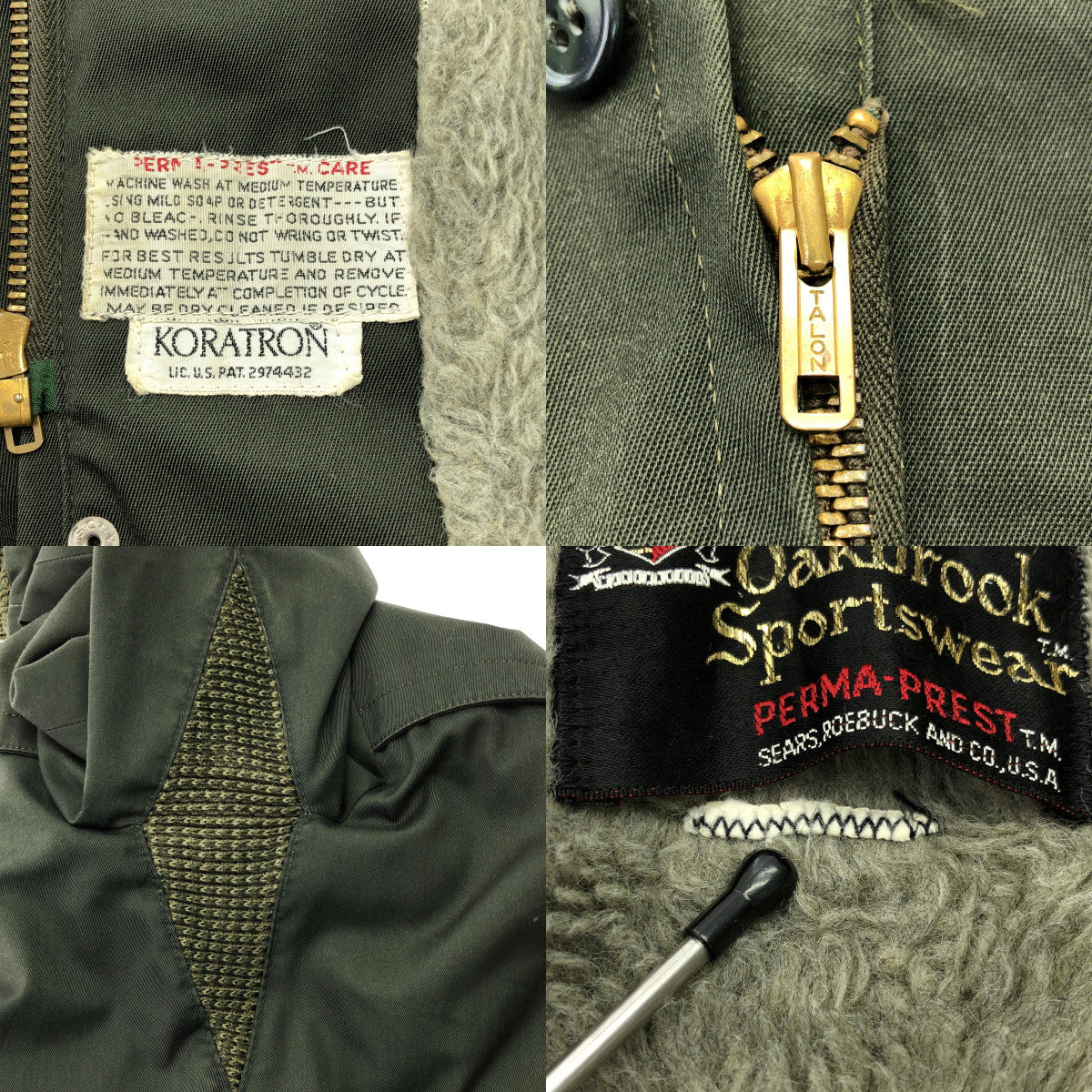 西爾斯 | 60-70 年代復古法老夾克（帶蟒蛇皮襯裡）| 橄欖色 | 男款