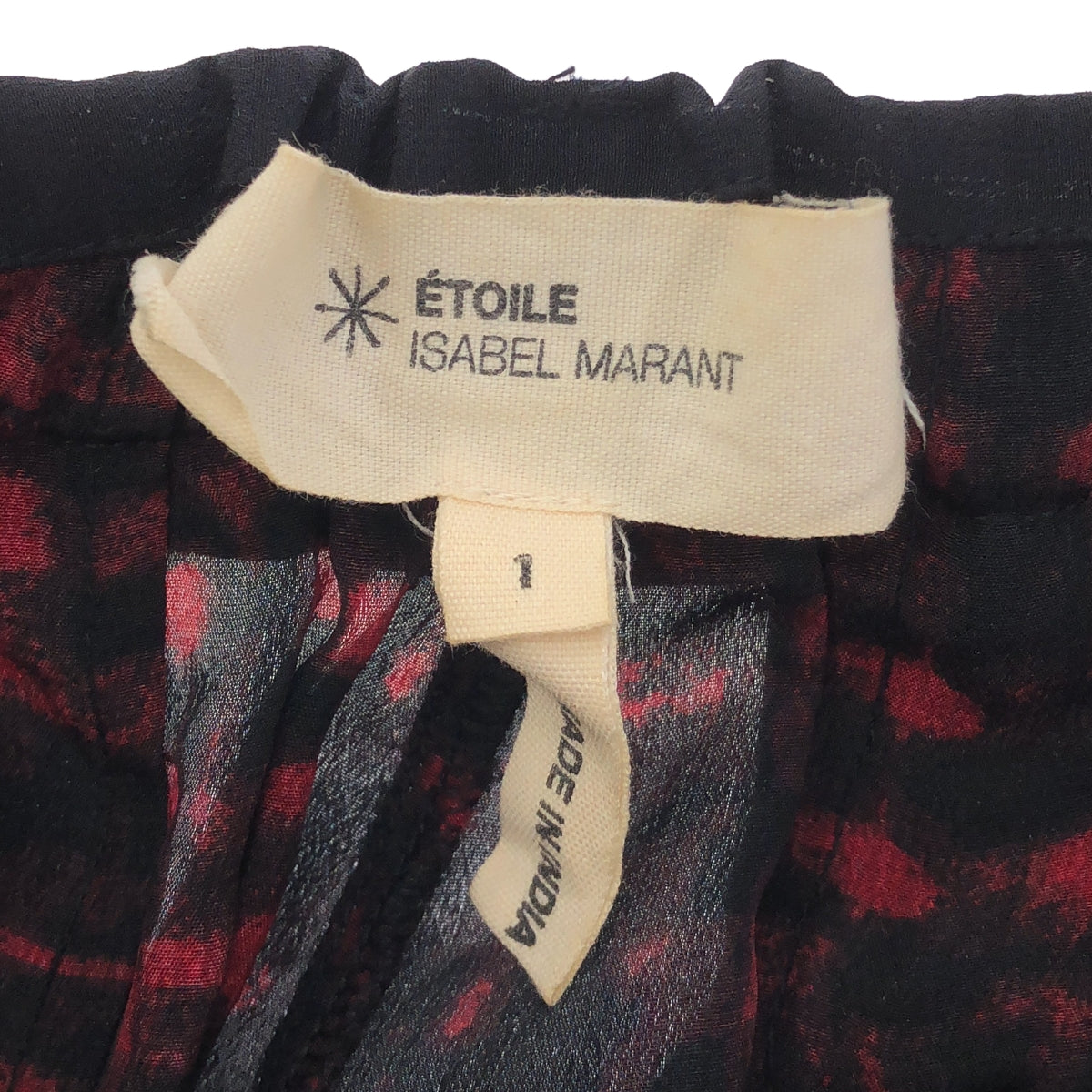 ISABEL MARANT ETOILE / イザベルマランエトワール | シルク チェック 総柄パンツ | 1 | ブラック/レッド | レディース