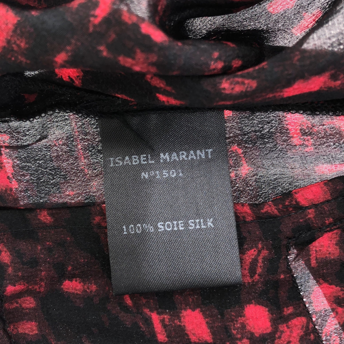 ISABEL MARANT ETOILE / イザベルマランエトワール | シルク チェック 総柄パンツ | 1 | ブラック/レッド | レディース