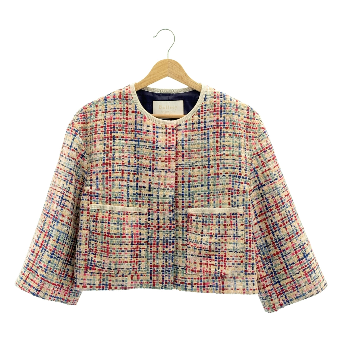 Tomorrowland BALLSEY | 2025 春夏 | 馬賽克粗呢短版圓領外套 | 尺寸 36 | 女款