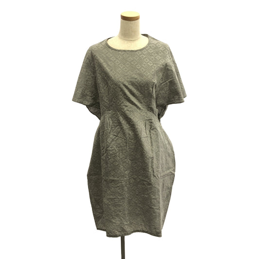 Eatable of Many Orders | Cotton Flare Sleeve Patterned Dress | M | Gray | Women's