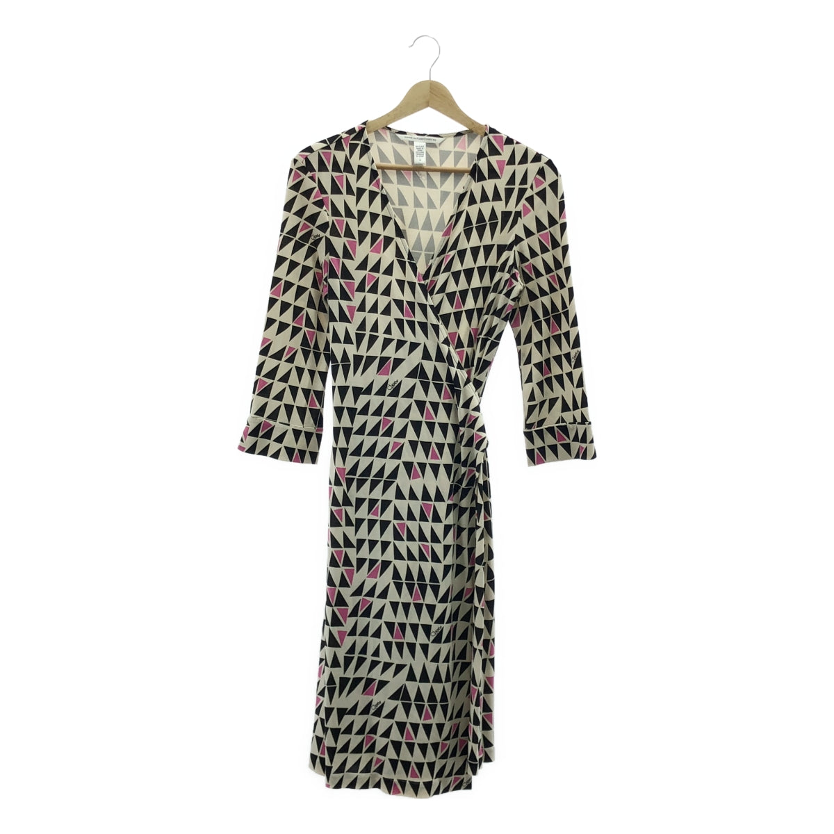 DIANE VON FURSTENBERG / JULIAN / 全身印花絲質裹身裙 | 尺寸 10 | 米色 / 黑色 / 粉紅色 | 女款