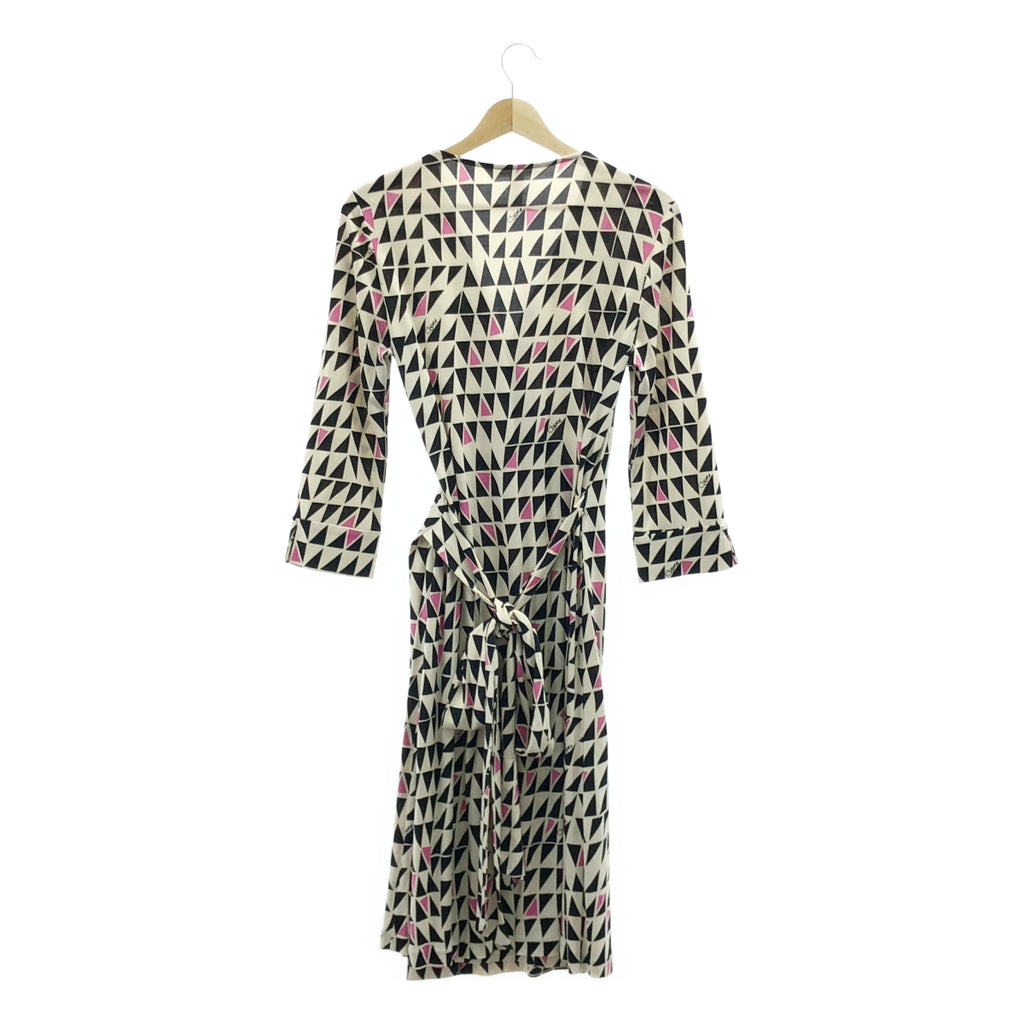DIANE VON FURSTENBERG / ダイアンフォンファステンバーグ | JULIAN / 総柄 シルク ラップワンピース | 10 | ベージュ / ブラック / ピンク | レディース