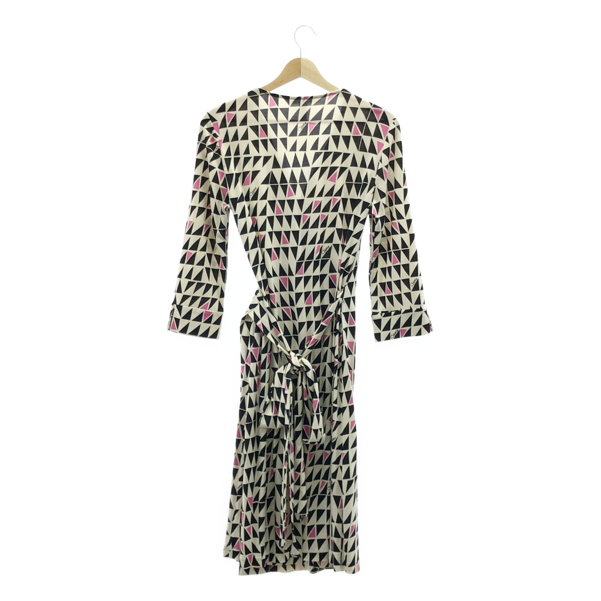 DIANE VON FURSTENBERG / JULIAN / 全身印花絲質裹身裙 | 尺寸 10 | 米色 / 黑色 / 粉紅色 | 女款