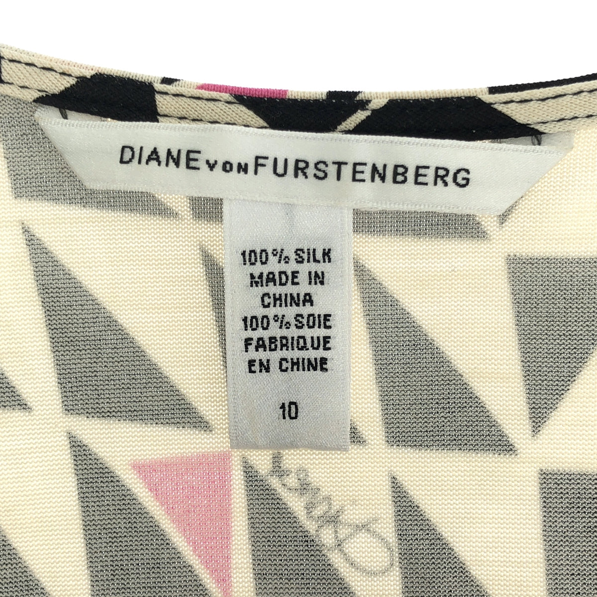 DIANE VON FURSTENBERG / JULIAN / 全身印花絲質裹身裙 | 尺寸 10 | 米色 / 黑色 / 粉紅色 | 女款
