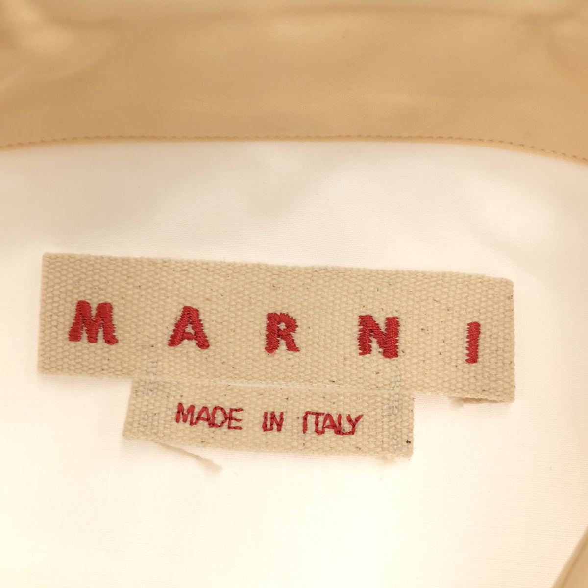 MARNI / 마르니 | 2022SS | 투톤 컬러 유기농 포플린 셔츠 | 40 | 베이지 / 화이트 | 여성