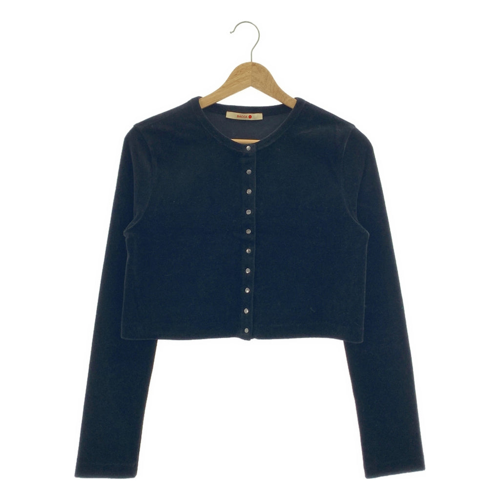 BACCA / 바카 | 코튼 벨로어 저지 짧은 스냅 카디건 | S | 여성