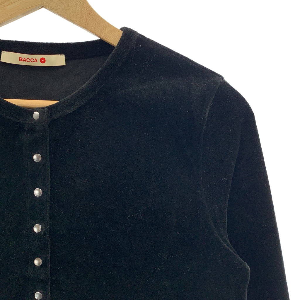 BACCA / 바카 | 코튼 벨로어 저지 짧은 스냅 카디건 | S | 여성