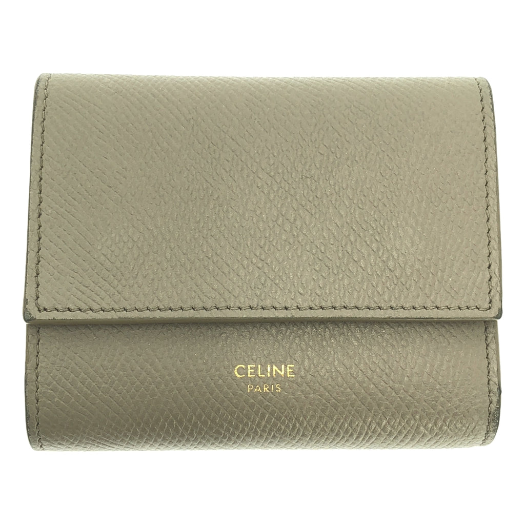 CELINE / セリーヌ | レザー ロゴ スモール トリフォールド コンパクト ウォレット 財布 |