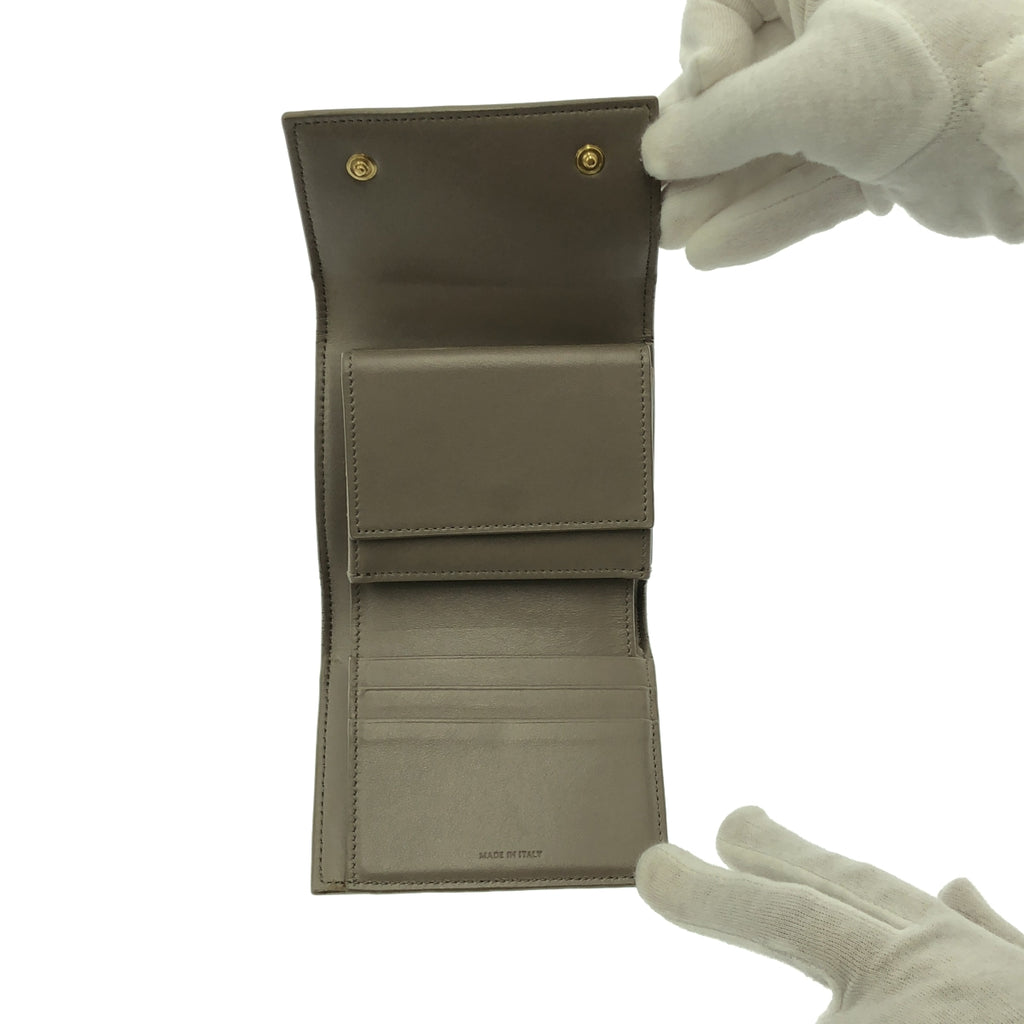 CELINE / セリーヌ | レザー ロゴ スモール トリフォールド コンパクト ウォレット 財布 |