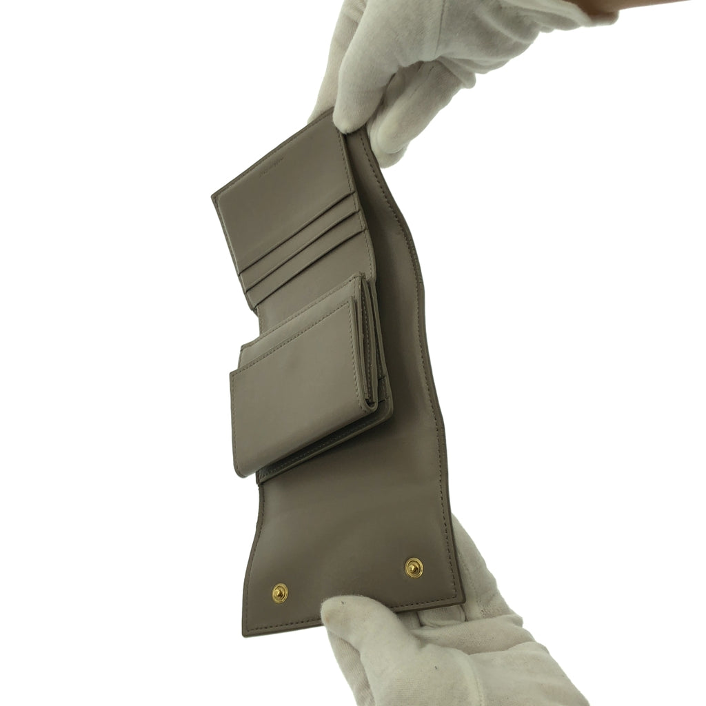 CELINE / セリーヌ | レザー ロゴ スモール トリフォールド コンパクト ウォレット 財布 |