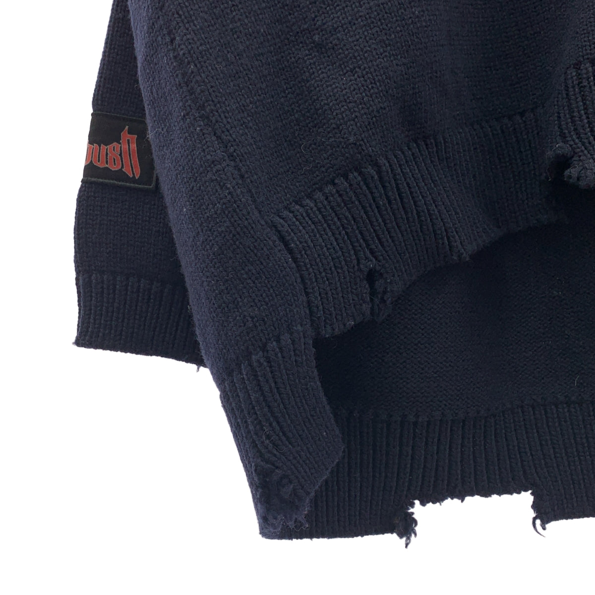 AMBUSH バーバル グレー ジップアップカーディガン AMBUSH / アンブッシュ | FELTED KNIT ZIP CARDIGAN / ロゴパッチ