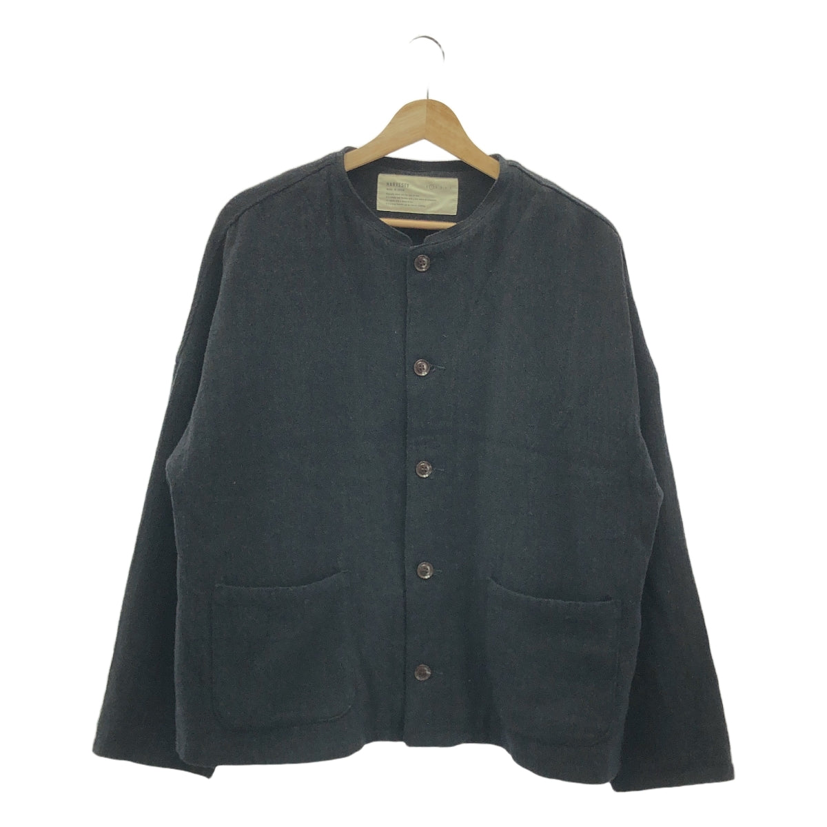 HARVESTY | 羊毛尼龍無領外套 | 1 | 灰色 | 女款