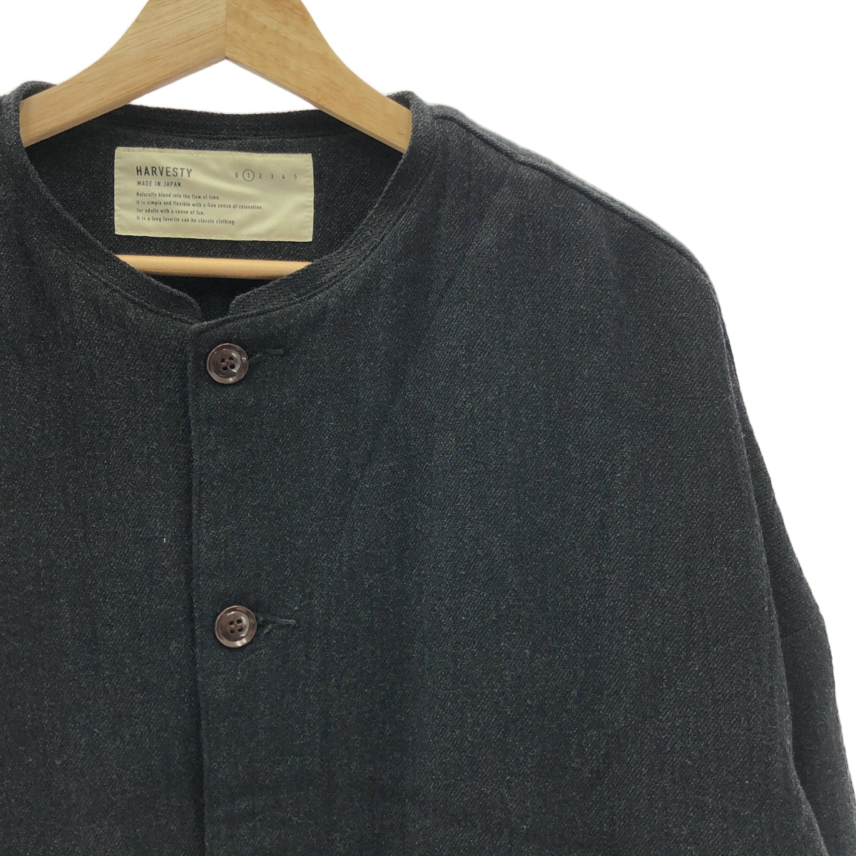 HARVESTY | 羊毛尼龍無領外套 | 1 | 灰色 | 女款