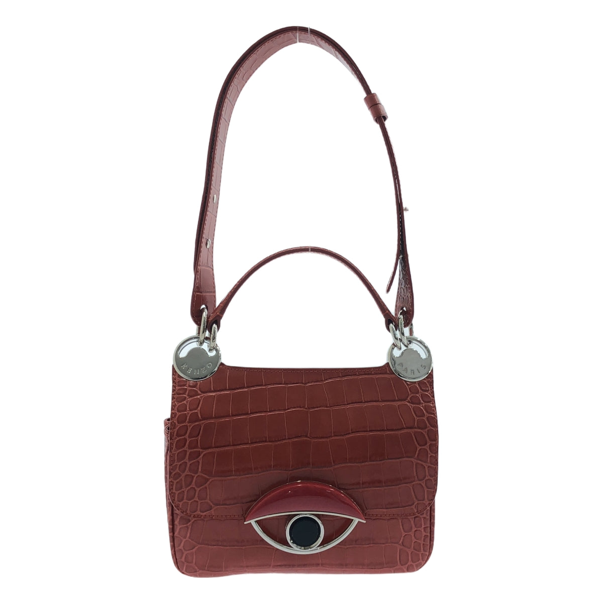 KENZO / 켄조 | 악어 푸시 타리 아이 모티프 2WAY 가방 | 레드 | 여성