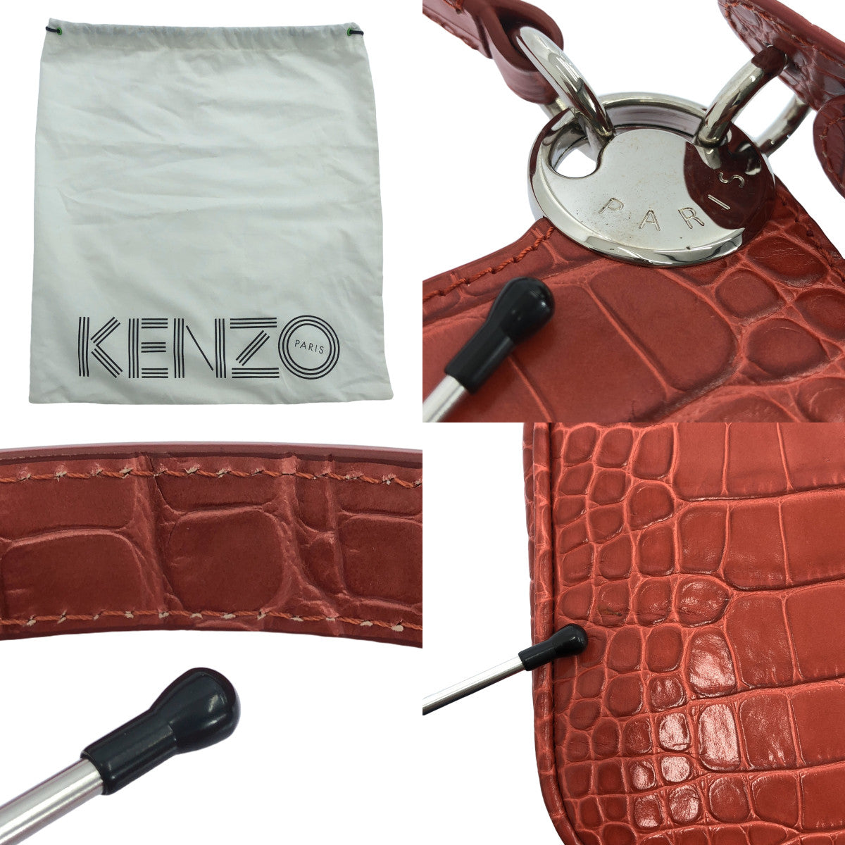 KENZO / ケンゾー | クロコ型押し タリ アイモチーフ 2WAY バッグ | レッド | レディース