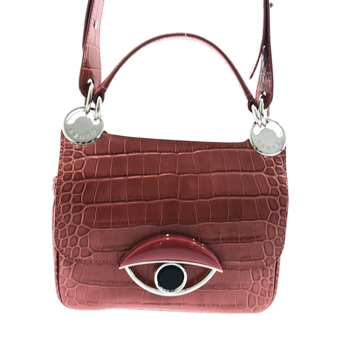 KENZO / 켄조 | 악어 푸시 타리 아이 모티프 2WAY 가방 | 레드 | 여성