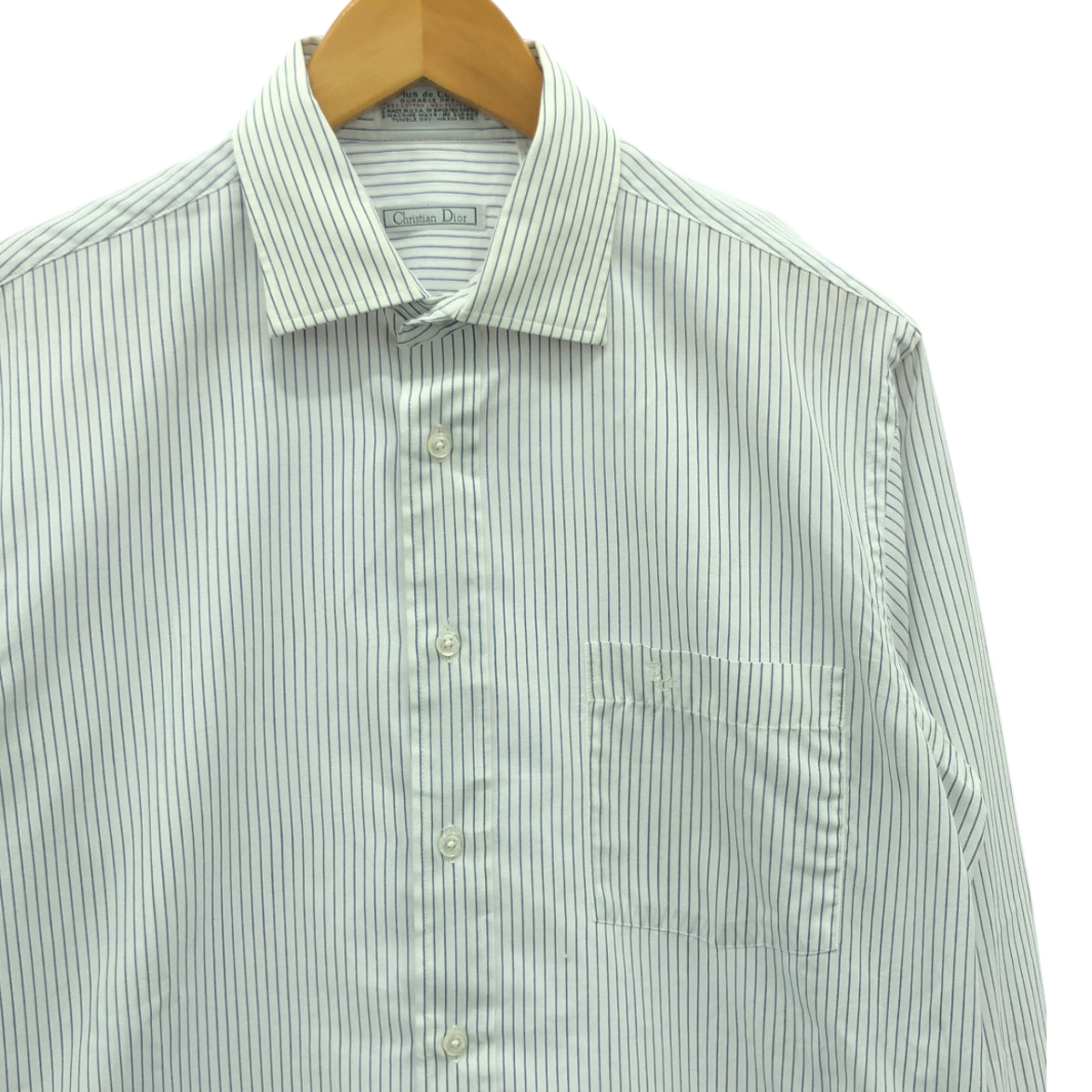 Christian Dior | 1980s Vintage Horizontal Collar Striped Shirt | 15.5 | Men's