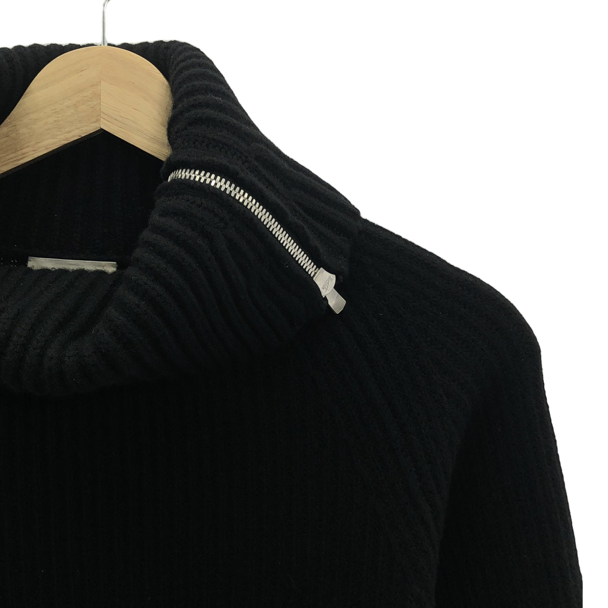 DES PRES | 2023AW | 半精紡羊毛拉鍊領套頭針織衫 | F | 黑色 | 女款