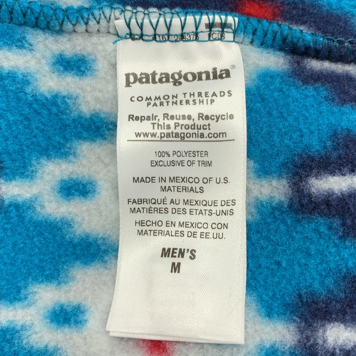 Patagonia / 파타고니아 | Synchilla Snap-T Pullover 신틸라 스냅 T 풀오버 총 무늬 양털 재킷 | M | 남성