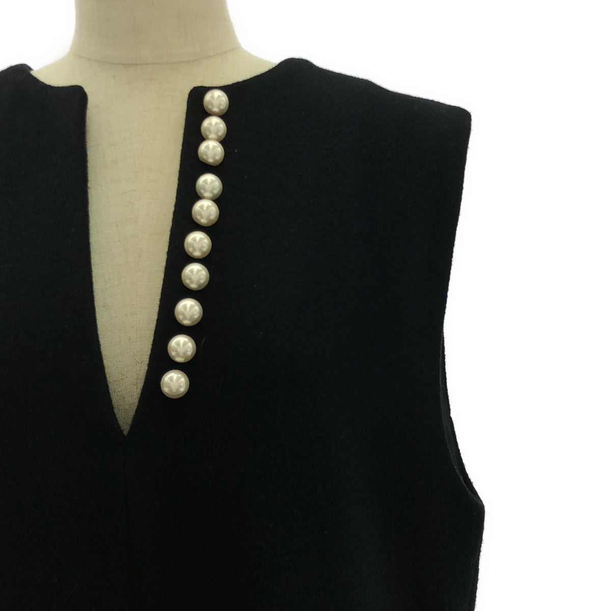 Droite lautreamont |羊毛珍珠V領連身裙 | 2 |黑色 |女性的