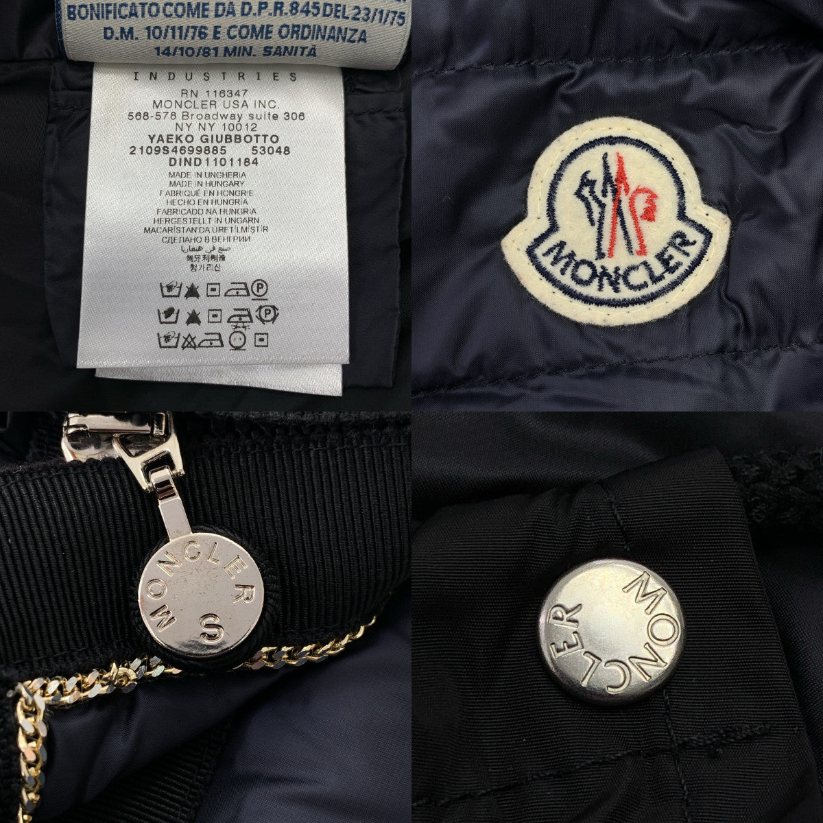 MONCLER / Moncler | YAEKO / 체인 장식 로고 Zip 노 컬러 다운 재킷 블루존 | 0 | 여성