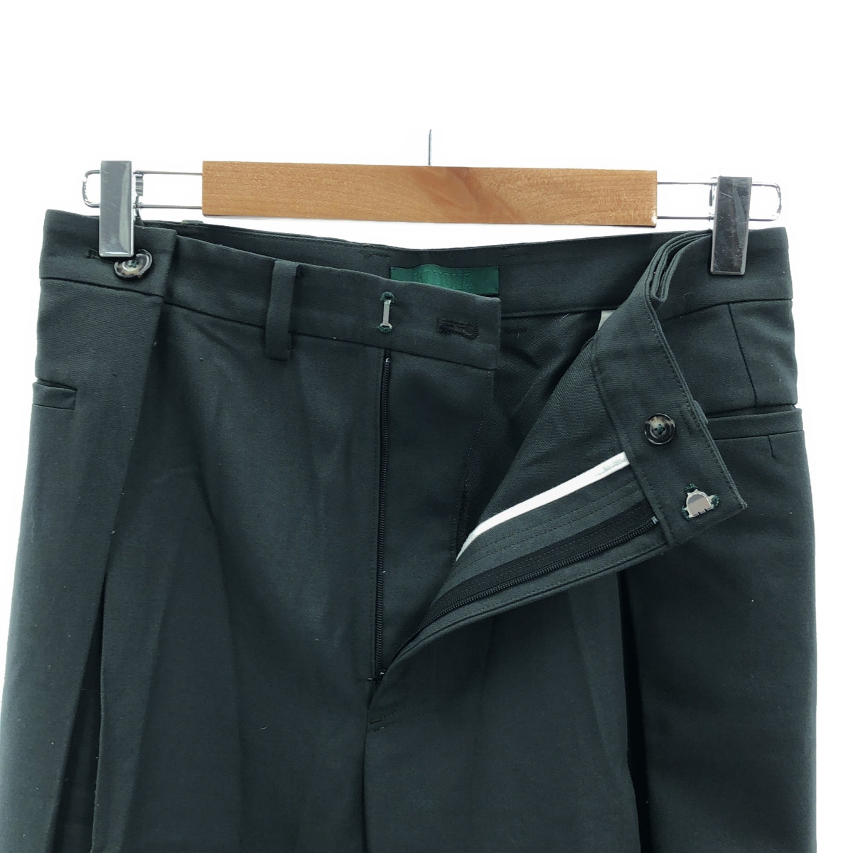 KOTONA / コトナ | side tuck wide pants サイドタック ウール ワイドパンツ | 38 | グリーン | レディース